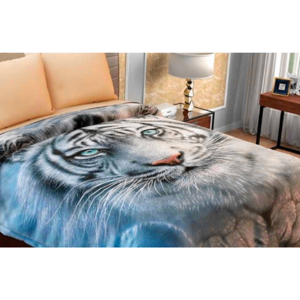 Blancos - Cobertor Queen Tigre Blanco Jumbo