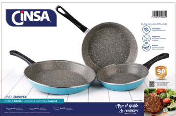 Imagen de Juego De Sartenes Cinsa 317882 Calafia 20,24,28 Azul V/E.