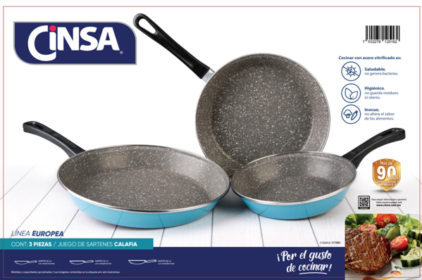 Imagen de Juego De Sartenes Cinsa 317882 Calafia 20,24,28 Azul V/E.