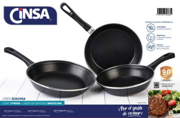 Imagen de Juego De Sartenes Cinsa 322143 Barcelona 20,22,24 Negro V/E.
