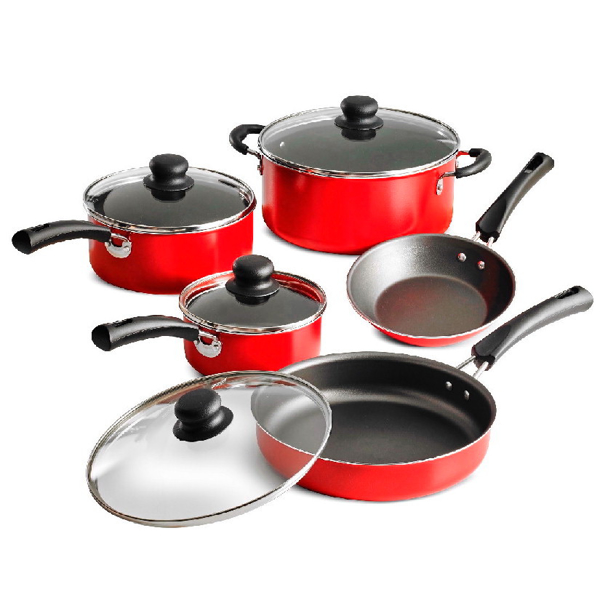 Imagen de Bateria De Cocina Tramontina Simple Cooking 9 Piezas 80112646 Rojo