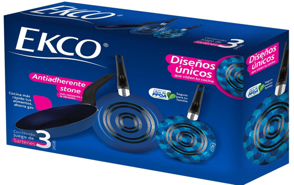 Imagen de Juego De Sartenes Ekco 937246 3 Pzas 20.24.30 Cm Azul