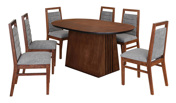 Imagen de Antecomedor Lubek 6 sillas tabaco