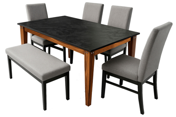 Imagen de Antecomedor tubular Viridiana 4 sillas, 1 banca negro