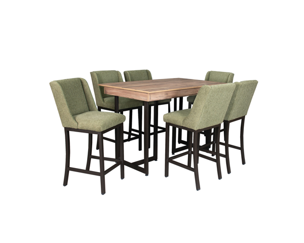 Imagen de Antecomedor Tubular alto Garden 6 bancos verde