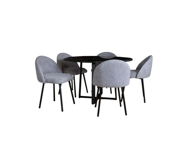 Imagen de Antecomedor Tubular Montecarlo 5 sillas negro mate V/E.