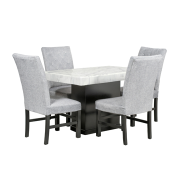 Imagen de Antecomedor Glaciar 4 sillas chocolate/blanco/gris