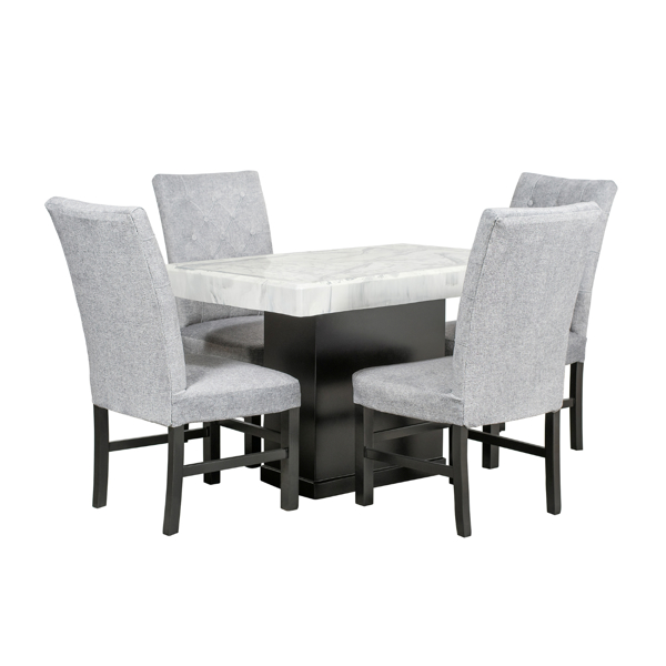 Imagen de Antecomedor Glaciar 4 sillas chocolate/blanco/gris