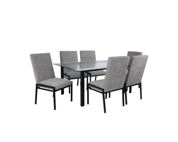 Imagen de Antecomedor tubular Sasha 6 sillas  negro mate