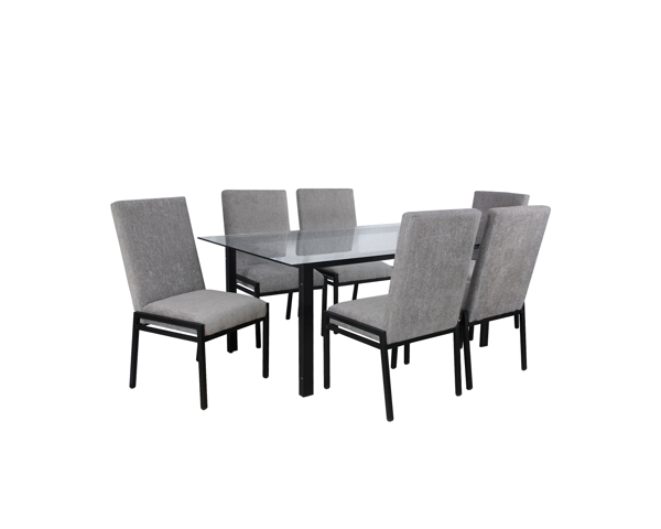 Imagen de Antecomedor tubular Sasha 6 sillas  negro mate