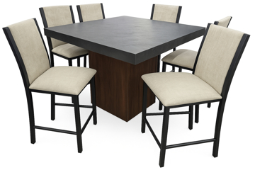 Imagen de Antecomedor tubular alto Julieta 6 bancos stone negro/nogal