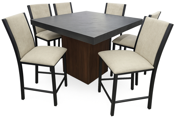 Imagen de Antecomedor tubular alto Julieta 6 bancos stone negro/nogal