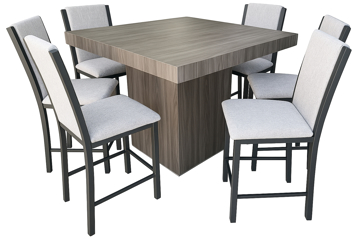 Imagen de Antecomedor Tubular alto Valeria 6 bancos madera abedul